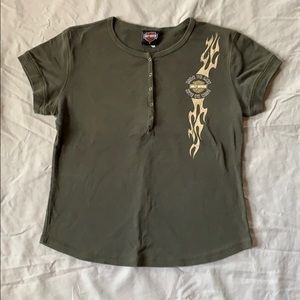 Vintage Harley Davidson Green Med. T-Shirt
